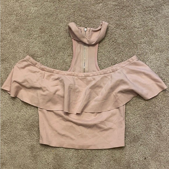Fashion Nova Blush Pink Off Shoulder Ruffle Top With Collar Size S - Picture 1 of 3